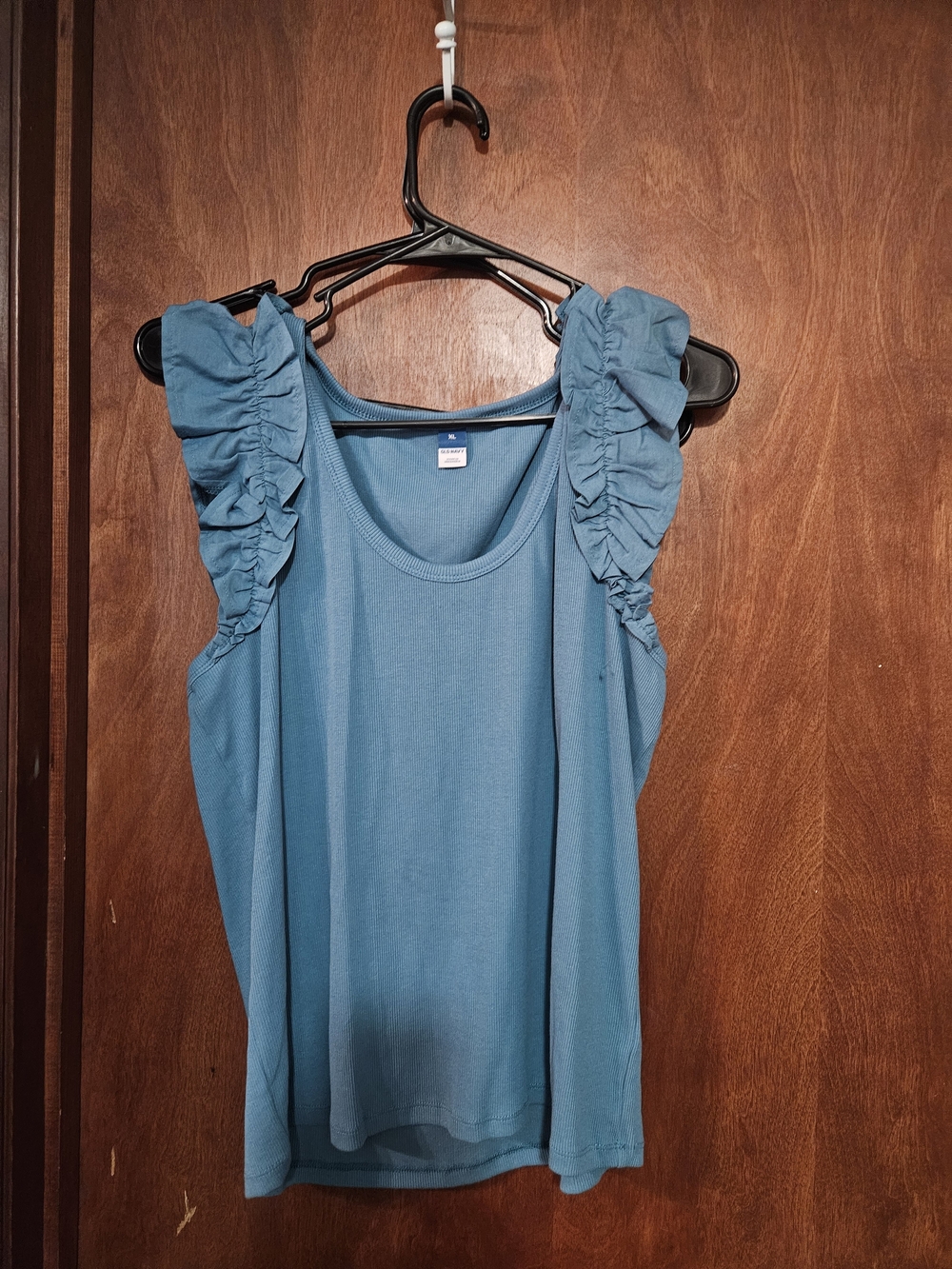 Old Navy Blue Ruffle Shoulder Tank Top